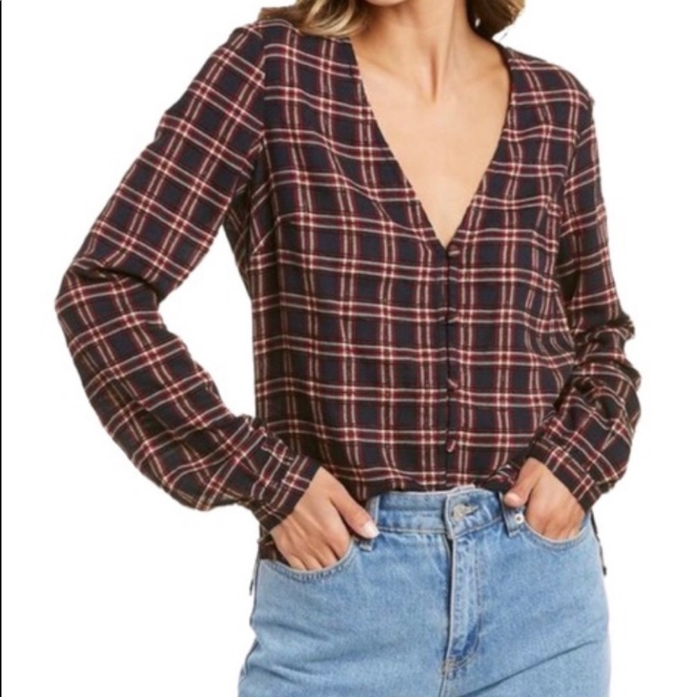 Veronica Beard Peggy Button Down Plaid Blouse NWT 8